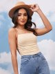Women's Crisscross Tie Backless Mesh Cami Bodysuit