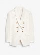 Women's casual pocket office suit jacket with pleated front placket jacket